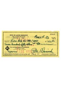 1983 “Pistol” Pete Maravich Signed Personal Check