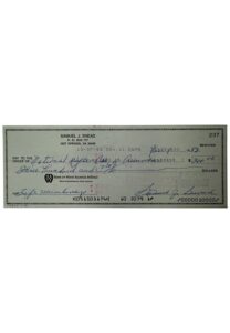 1983 Sam Snead Autographed NRA Lifetime Member Check