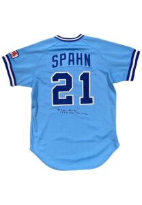 1983 Warren Spahn Atlanta Braves Old Timers Game-Used & Signed Jersey