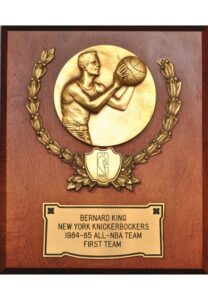 1984-85 Bernard King NY Knicks All-NBA First Team Autographed Award Plaque