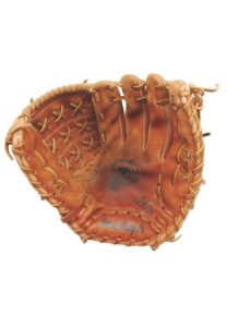 1984-85 Orel Hershiser LA Dodgers Game-Used Glove Photomatched to His 1986 Topps Baseball Card