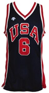 1984 Patrick Ewing USA Olympic Game-Used Blue Mesh Jersey Worn During the Gold Medal Game