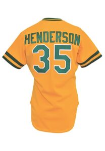 1984 Rickey Henderson Oakland Athletics Game-Used Alternate Yellow Jersey