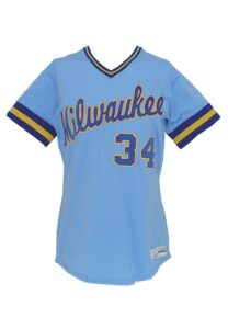 1984 Rollie Fingers Milwaukee Brewers Game-Used Road Uniform