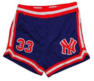 1985-1986 Patrick Ewing Rookie New York Knicks Game-Used Road Shorts & 1988-89 Michael Cooper Los Angeles Lakers Game-Used Road Shorts