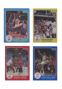 1985-86 Star Basketball Cards Subsets – Michael Jordan, Magic Johnson, All-Rookie Team, Best Old & New, Court Kings, New Jersey Nets & Milwaukee Bucks Lifebuoy, Boston Celtics Team Bag