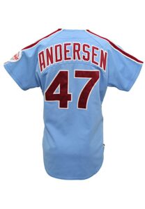 1985 Larry Andersen Philadelphia Phillies Game-Used Powder Blue Jersey