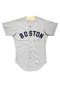 1985 Marty Barrett Boston Red Sox Game-Used & Signed Road Jersey