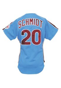 1985 Mike Schmidt Philadelphia Phillies Game-Used Powder Blue Road Jersey