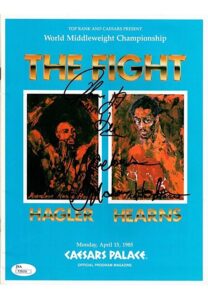 1985 Thomas Hearns & Marvin Hagler Dual-Signed World Middleweight Championship Fight Program