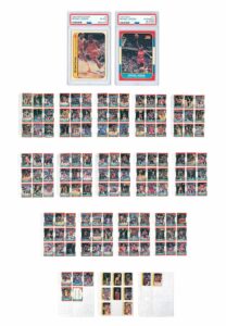 1986-87 Fleer Basketball Complete Set & Stickers Including PSA Graded #57 MJ RC & #8 MJ Sticker