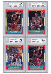 1986-87 Fleer Charles Barkley x2, Hakeem Olajuwon & Patrick Ewing