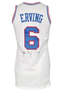 1986-87 Julius “Dr. J” Erving Philadelphia 76ers Game-Used & Twice-Autographed Home Uniform