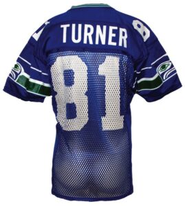 1986 Daryl Turner Seattle Seahawks Game Used Home Jersey & 2000 Reggie Tongue Seattle Seahawks Game Used Road Jersey