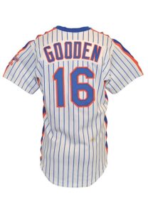 1986 Dwight Gooden New York Mets Game-Used & Autographed Home Pinstripe Jersey