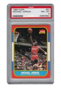 1986 Fleer #57 Michael Jordan Chicago Bulls RC Rookie Card & #8 MJ Sticker