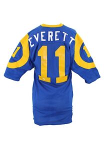 1986 Jim Everett Los Angeles Rams Game-Used & Autographed Rookie Blue Jersey