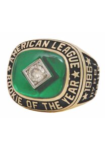 1986 Jose Canseco Oakland Athletics A.L. Rookie of the Year Ring