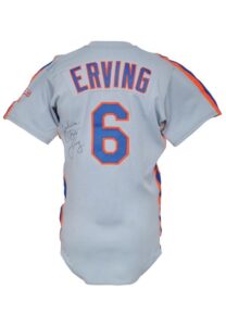 1986 Julius “Dr. J” Erving New York Mets Event Worn & Autographed Road Jersey