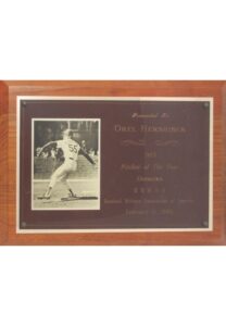 1986 Orel Hershiser LA Dodgers Pitcher of the Year BBWAA Award Plaque