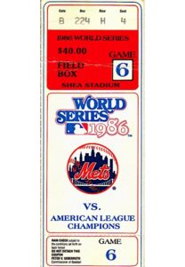 1986 World Series Game Six Ticket Stub