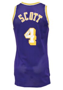 1987-88 Byron Scott Los Angeles Lakers Game-Used & Autographed Road Jersey