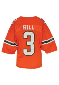 1987-88 Randall Hill University of Miami Hurricanes Game-Used & Autographed Home Jersey