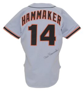 1987 Atlee Hammaker SF Giants Game-Used & Autographed Road Jersey