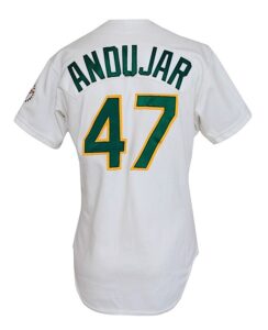 1987 Joaquin Andujar Oakland Athletics Game-Used & Autographed Home Jersey