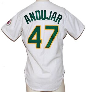 1987 Joaquin Andujar Oakland Athletics Game-Used & Autographed Home Jersey