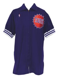 1988-1989 Tim Perry Phoenix Suns Worn Warm-Up Jacket & 1989-1990 Tim Perry Phoenix Suns Game-Used Home Shorts (2)