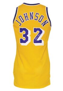 1988-89 Earvin “Magic” Johnson Los Angeles Lakers Game-Used & Twice-Autographed Home Jersey