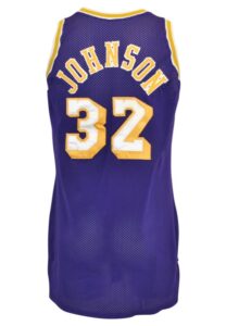 1988-89 Earvin “Magic” Johnson Los Angeles Lakers NBA Playoffs Game-Used Road Jersey