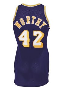 1988-89 James Worthy LA Lakers Game-Used & Autographed Road Jersey