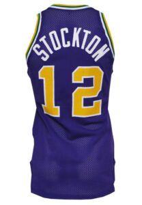 1988-89 John Stockton Utah Jazz Game-Used Road Uniform