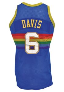 1988-89 Walter Davis Denver Nuggets Game-Used & Twice-Autographed Road Uniform