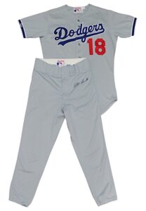 1988 Bill Russell Los Angeles Dodgers Coaches-Worn & Autographed Road Uniform With World Series Pants