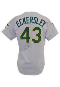 1988 Dennis Eckersley Oakland A’s World Series Game-Used & Autographed Road Jersey