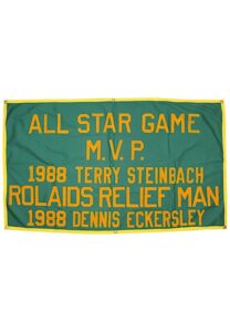 1988 Dennis Eckersley & Terry Steinbach Oakland A’s Rolaids Relief Man & All Star Game MVP Large Flag