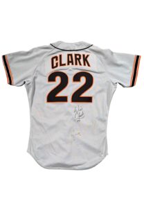 1988 Will Clark SF Giants Game-Used & Autographed Road Jersey