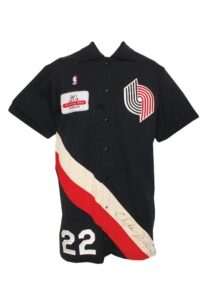 1989-90 Clyde Drexler Portland Trailblazers Worn & Autographed Road Warm-Up Suit