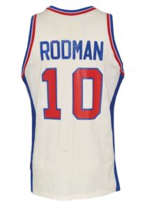 1989-90 Dennis Rodman Detroit Pistons Game-Used and Autographed Home Jersey (JSA)