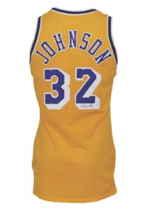 1989-90 Magic Johnson Los Angeles Lakers Game-Used & Autographed Home Jersey