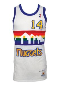 1989-90 Michael Adams Denver Nuggets Game-Used Home Uniform