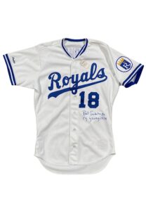 1989 Bret Saberhagen Kansas City Royals Game-Used & Signed Home Jersey