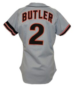 1989 Brett Butler San Francisco Giants Game-Used Road World Series Jersey