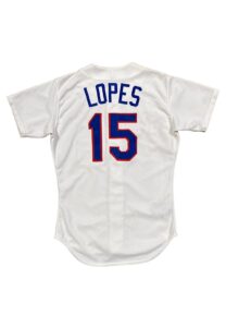 1989 Davey Lopes Texas Rangers Coaches Worn Home Jersey