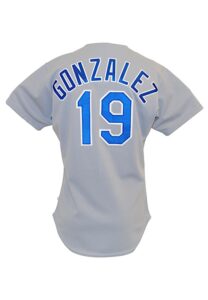 1989 Juan Gonzalez Texas Rangers Game-Used Road Rookie Jersey