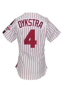 1989 Lenny Dykstra Philadelphia Phillies Game-Used Home Jersey with 1991-96 Game-Used Bat