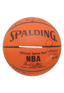 1989 NBA All-Stars Multi-Signed Basketball with Six HoFers